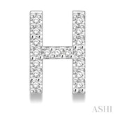 1/10 Ctw Initial 'H' Round Cut Diamond Earrings in 10K White Gold